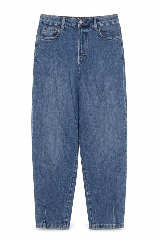 Marks & Spencer Womens Blue Cotton Mom Jeans Size 8 L29 in Slim Zip