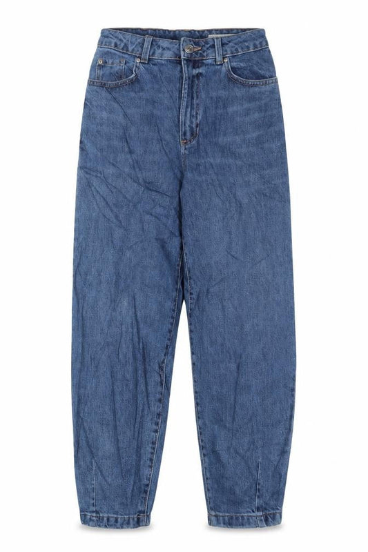 Marks & Spencer Womens Blue Cotton Mom Jeans Size 6 L26 in Regular Zip
