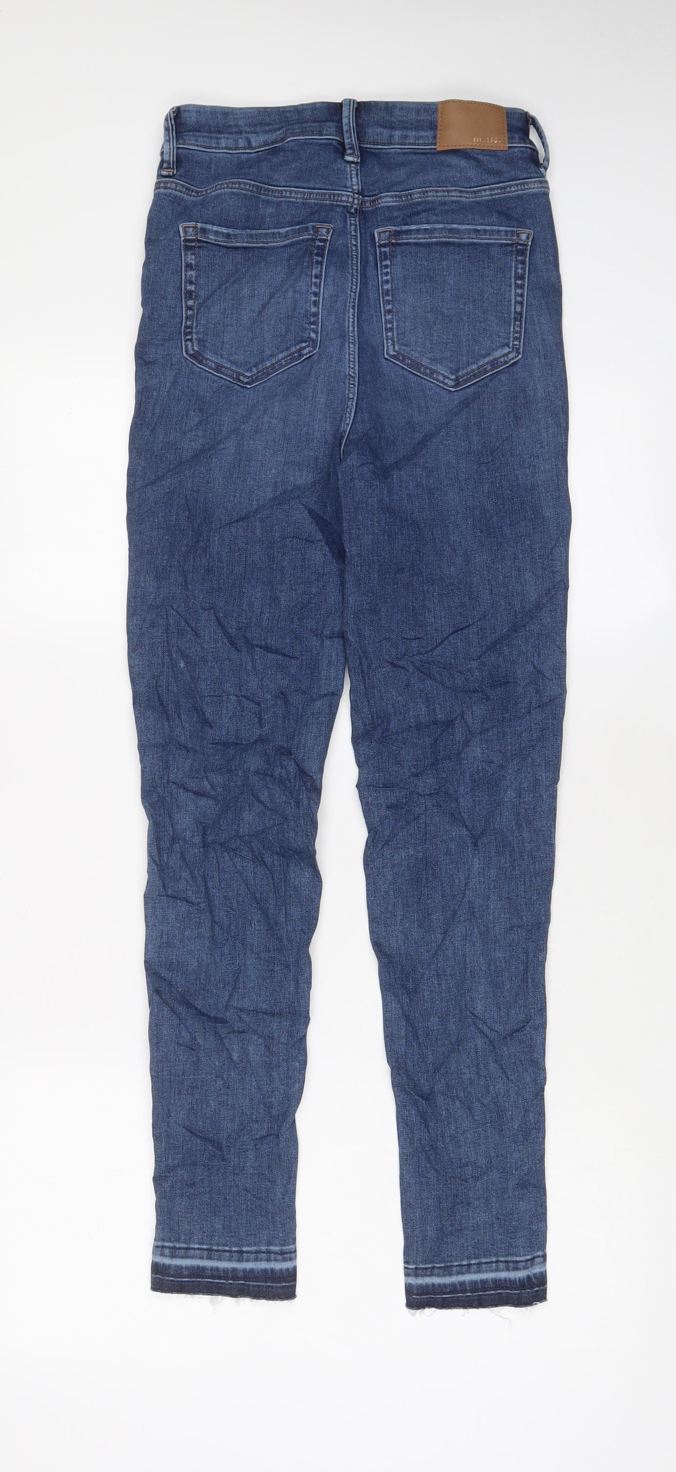 Marks and Spencer Womens Blue Cotton Skinny Jeans Size 6 L29 in Regular Zip