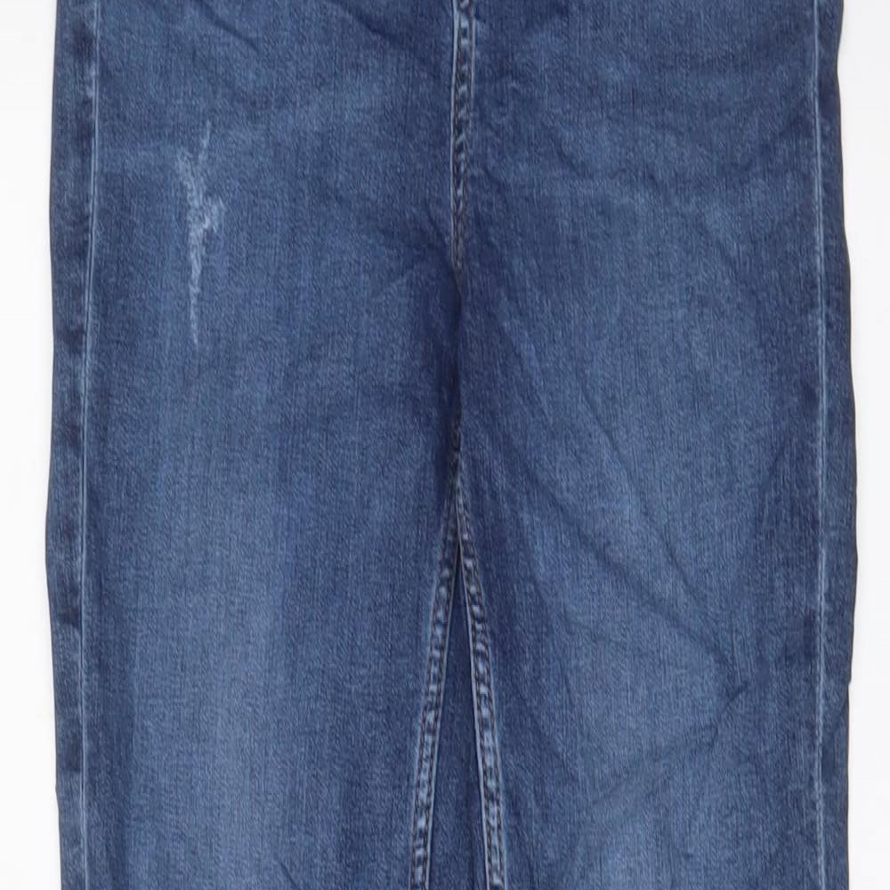 Marks and Spencer Womens Blue Cotton Skinny Jeans Size 6 L29 in Regular Zip