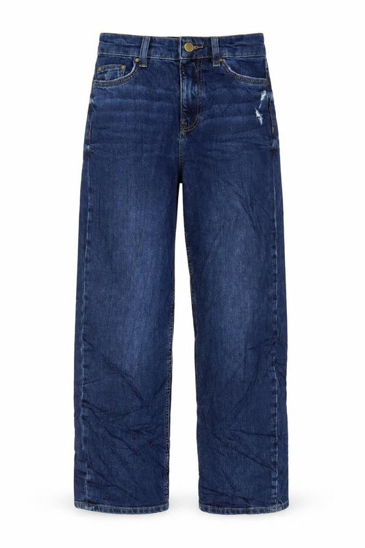 Marks & Spencer Womens Blue Cotton Boyfriend Jeans Size 6 L30 in Regular Zip