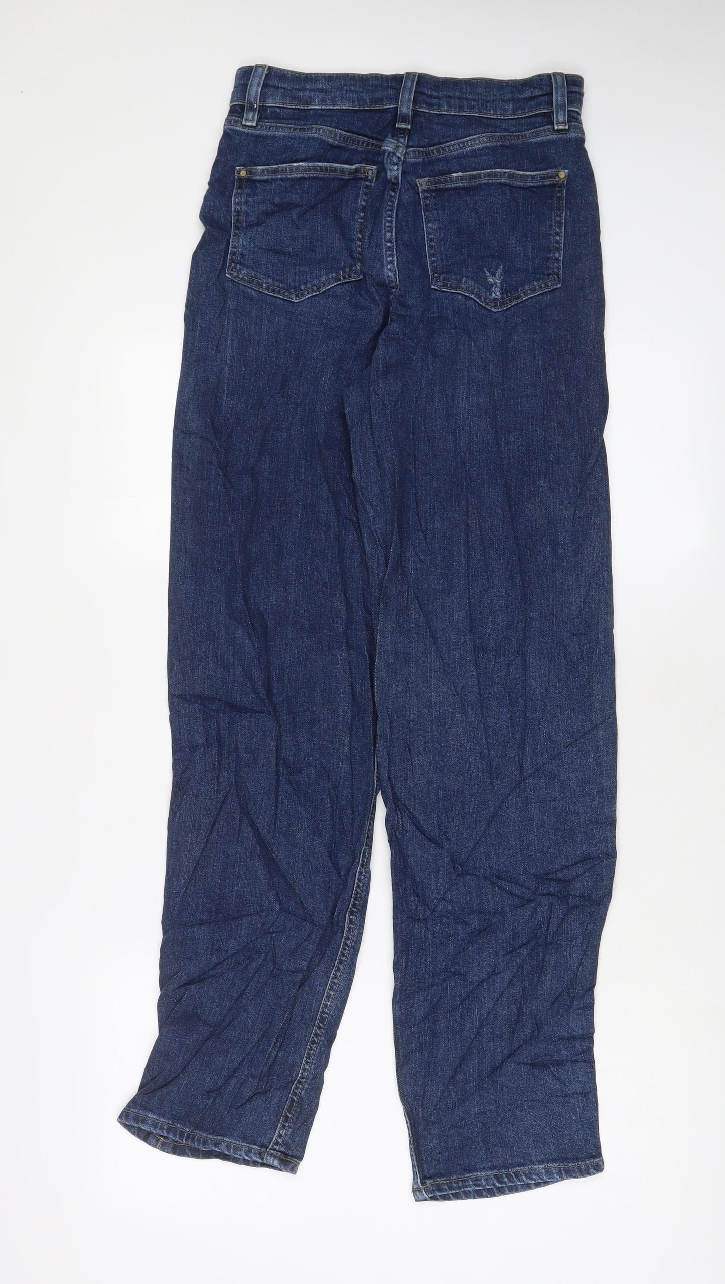Marks and Spencer Womens Blue Cotton Boyfriend Jeans Size 6 L30 in Regular Zip