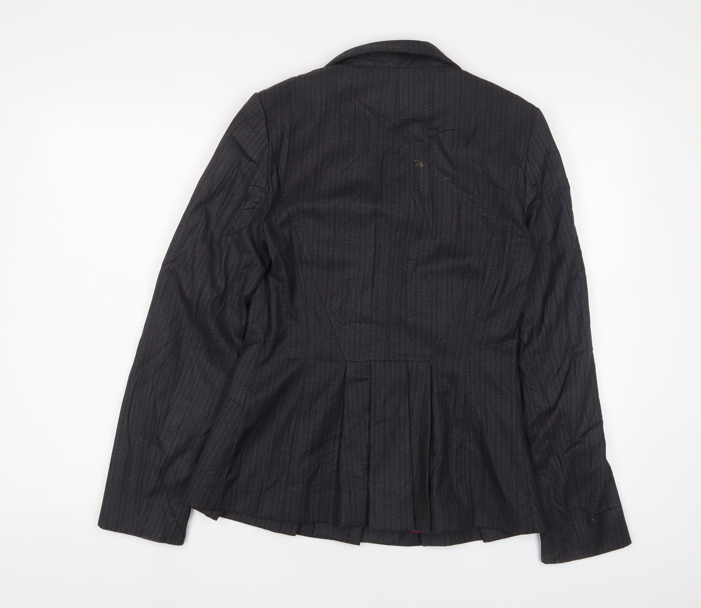 NEXT Womens Grey Striped Jacket Blazer Size 10 Button