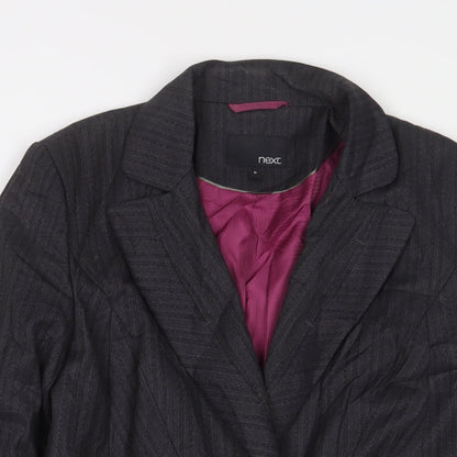 Next Womens Grey Striped Jacket Blazer Size 10 Button