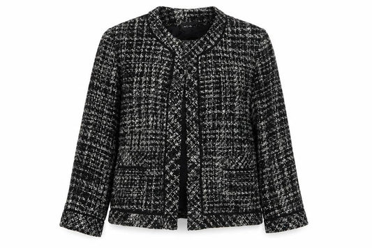 Marks & Spencer Womens Black Herringbone Jacket Size 14 - Open