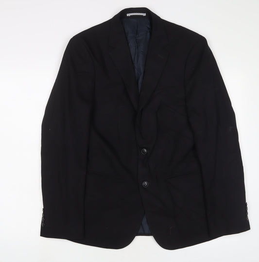 Marks and Spencer Mens Black Wool Jacket Suit Jacket Size 38 Regular