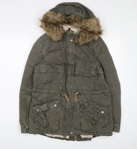 H&M Womens Green Jacket Coat Size 12 Zip