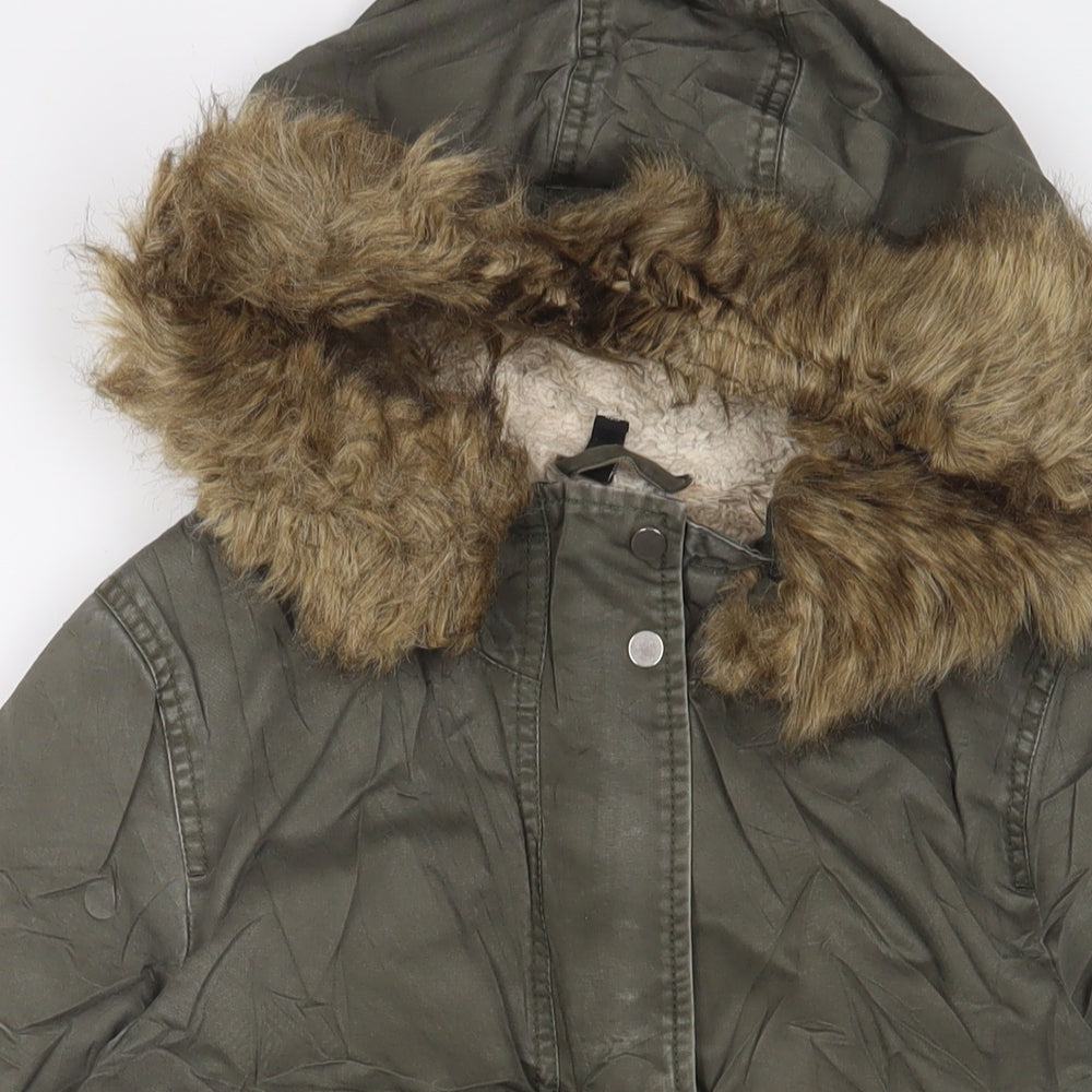 H&M Womens Green Jacket Coat Size 12 Zip