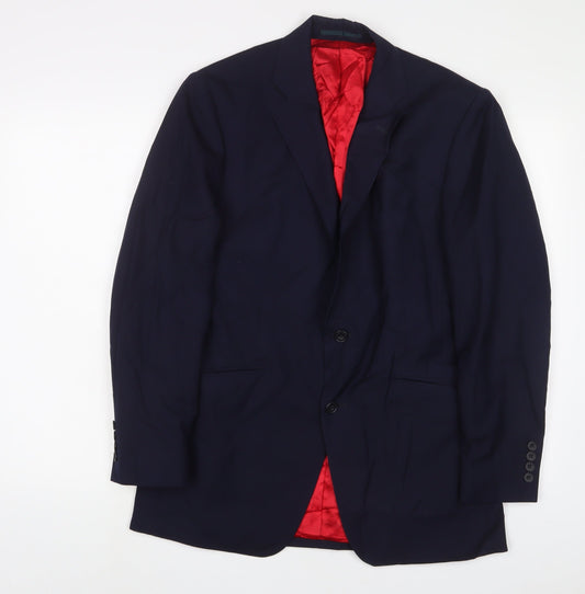 Jasper Littman Mens Blue Wool Jacket Suit Jacket Size 38 Regular