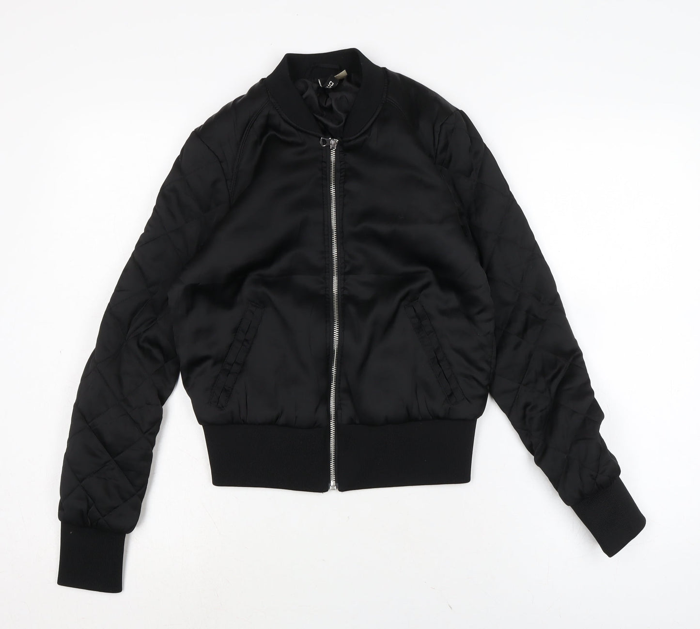 Divided Womens Black Bomber Jacket Jacket Size 6 Zip