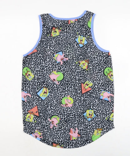 Nickleodeon Womens Multicoloured Animal Print Polyester Basic Tank Size S Boat Neck