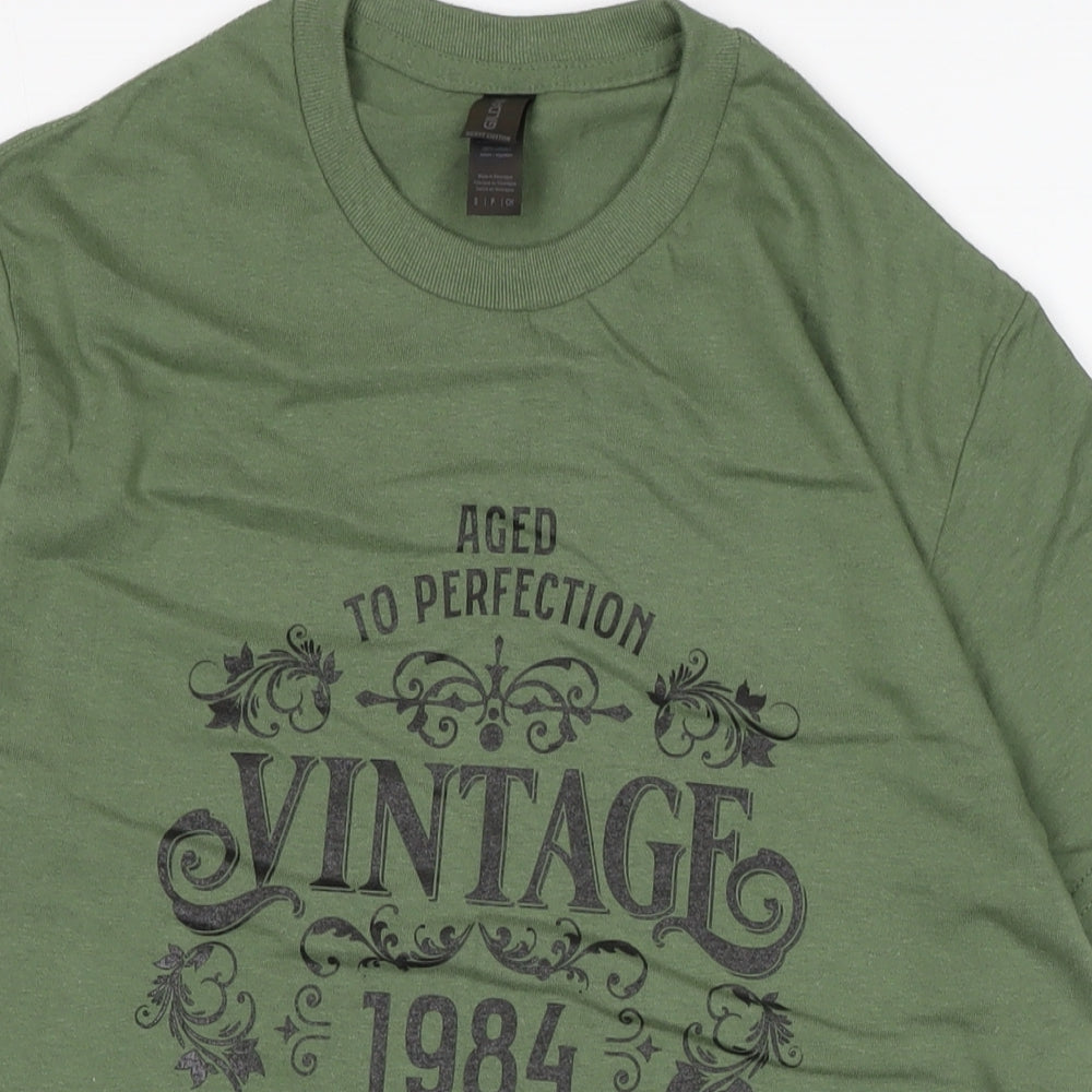 Gildan Womens Green Cotton Basic Polo Size S Crew Neck
