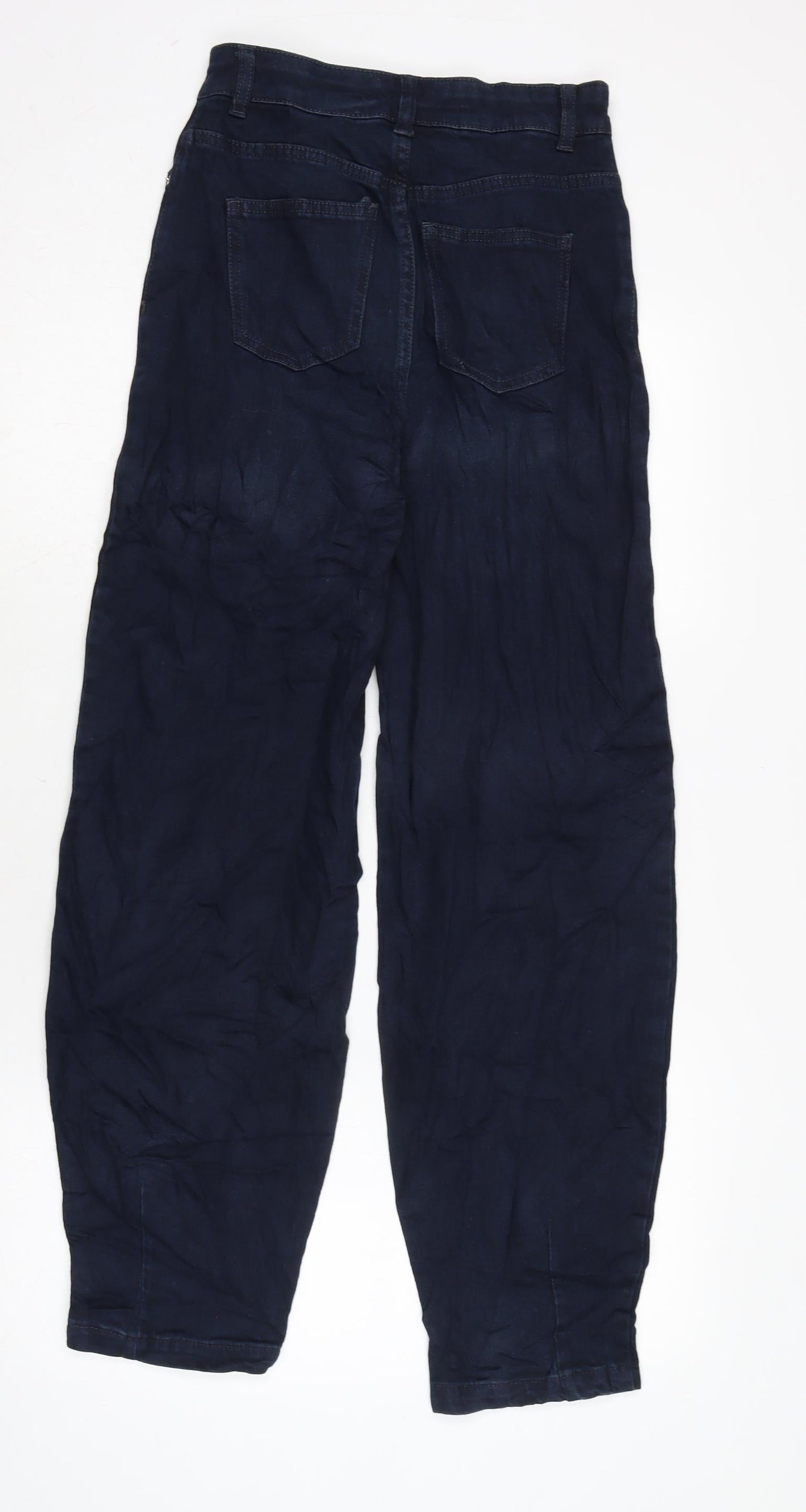 Marks and Spencer Womens Blue Cotton Blend Tapered Jeans Size 6 L29 in Slim Zip