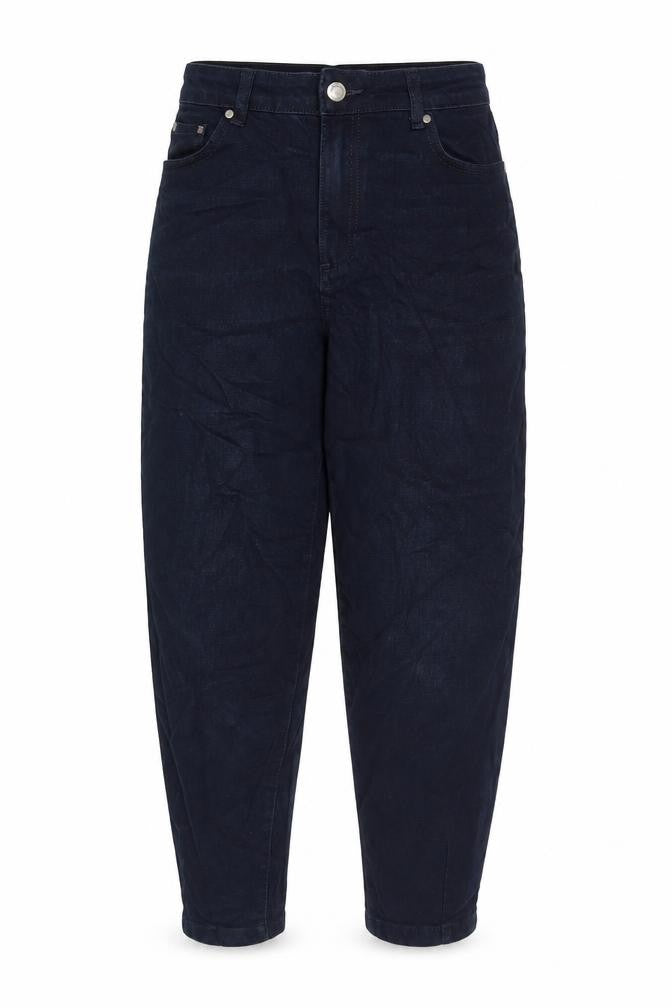 Marks & Spencer Womens Blue Cotton Tapered Jeans Size 8 L25 in Regular Zip