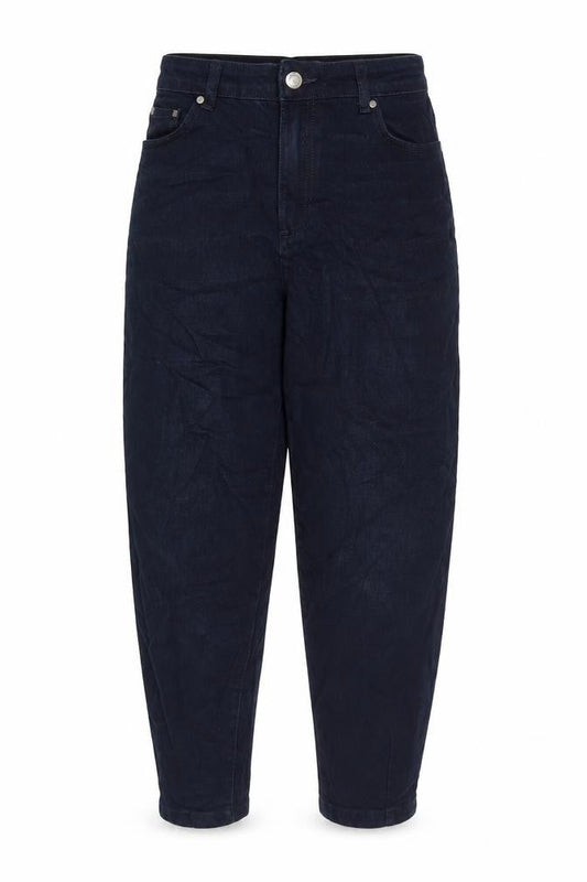 Marks & Spencer Womens Blue Cotton Tapered Jeans Size 8 L25 in Regular Zip