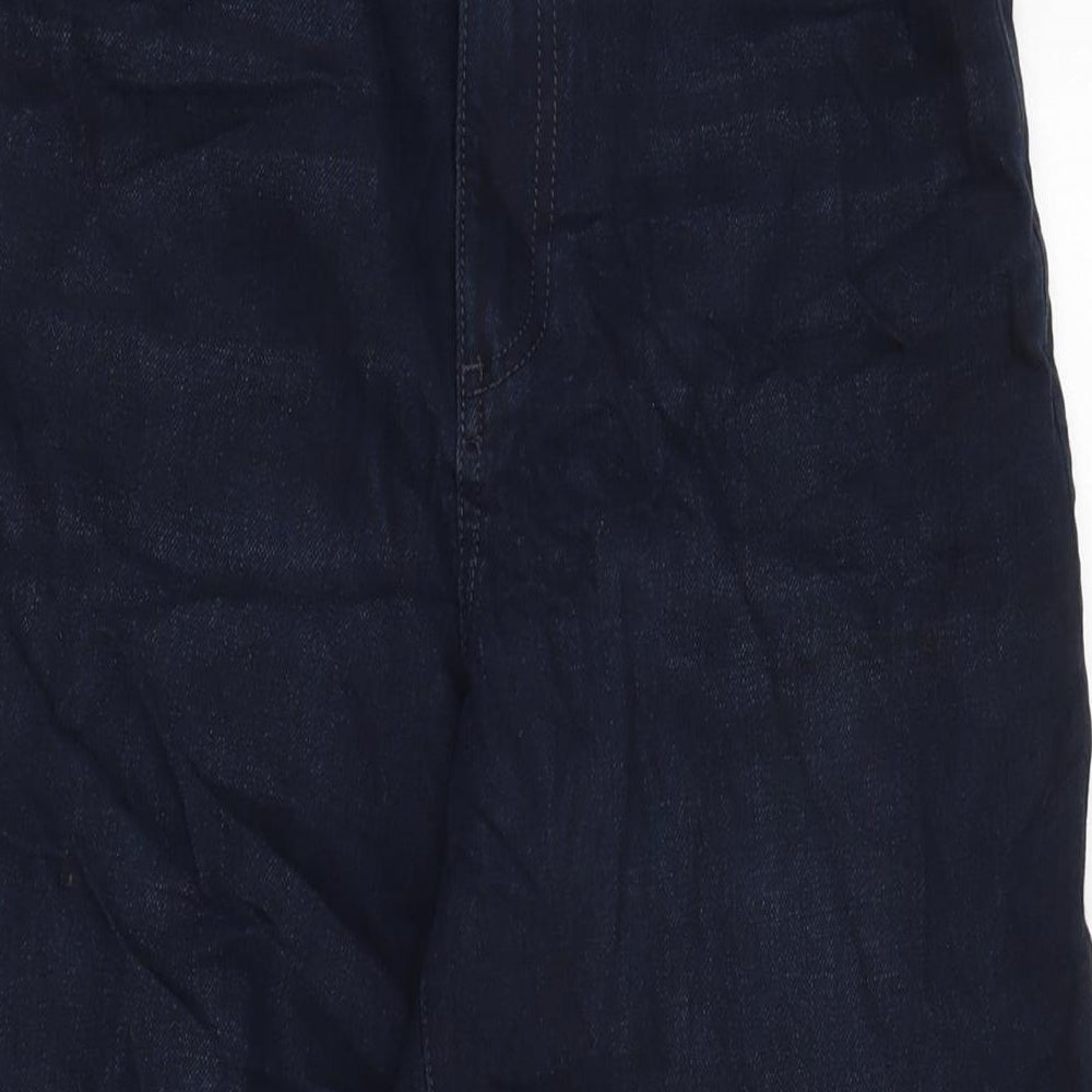 Marks and Spencer Womens Blue Cotton Tapered Jeans Size 8 L25 in Regular Zip
