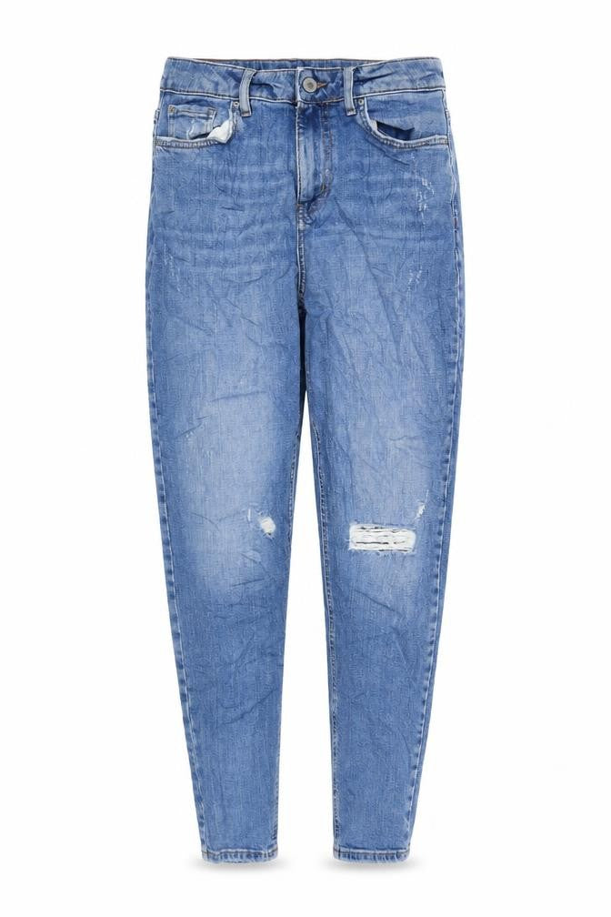 Marks & Spencer Womens Blue Cotton Blend Tapered Jeans Size 10 L28.5 in Regular Zip