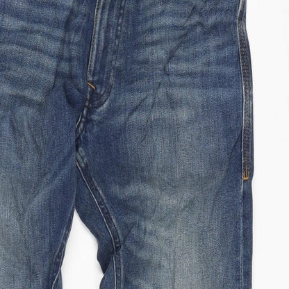 Marks & Spencer Mens Blue Cotton Blend Straight Jeans Size 2XS L29 in Regular Zip