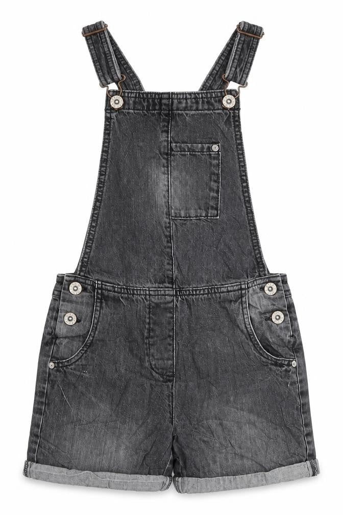 NEXT Girls Grey Cotton Dungaree One-Piece Size 9 Years Snap - PIT TO PIT 7.5I N