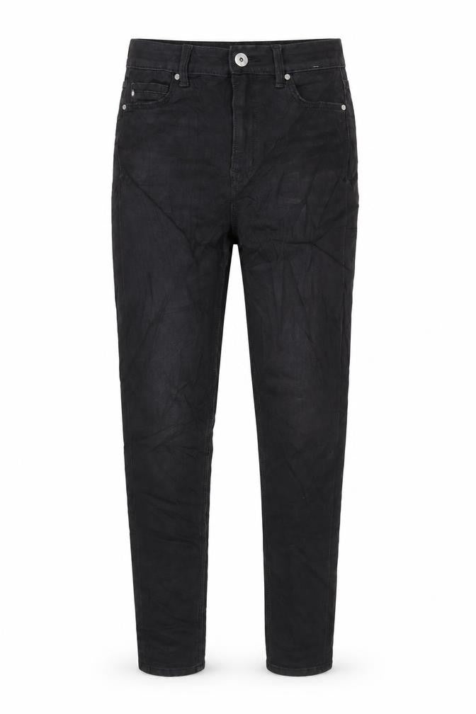 Marks & Spencer Womens Black Cotton Blend Mom Jeans Size 6 L29 in Regular Zip