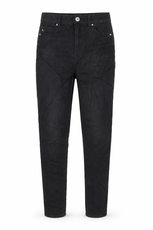 Marks & Spencer Womens Black Cotton Blend Mom Jeans Size 6 L29 in Regular Zip