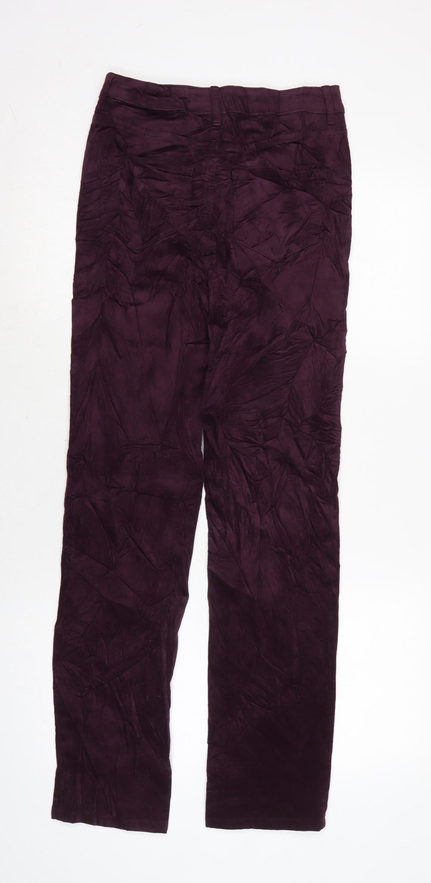 Marks and Spencer Womens Purple Cotton Trousers Size 8 L30 in Regular Zip