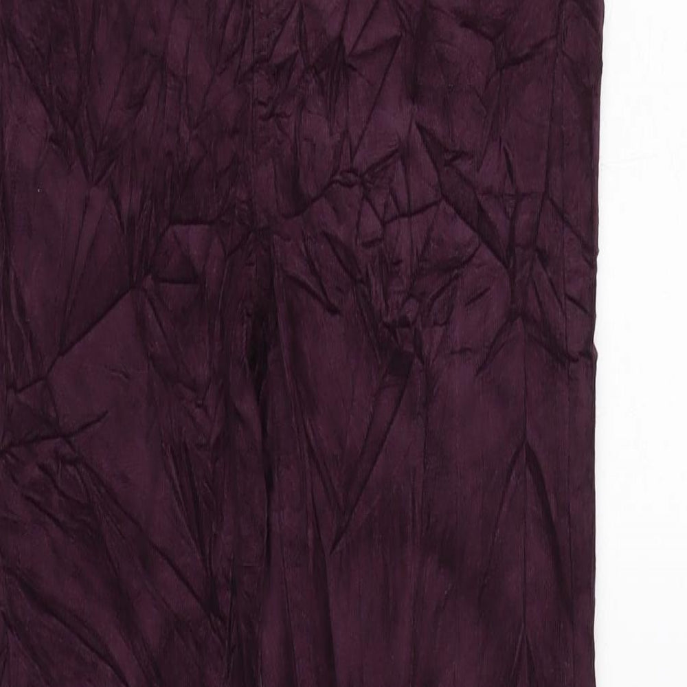 Marks and Spencer Womens Purple Cotton Trousers Size 8 L30 in Regular Zip