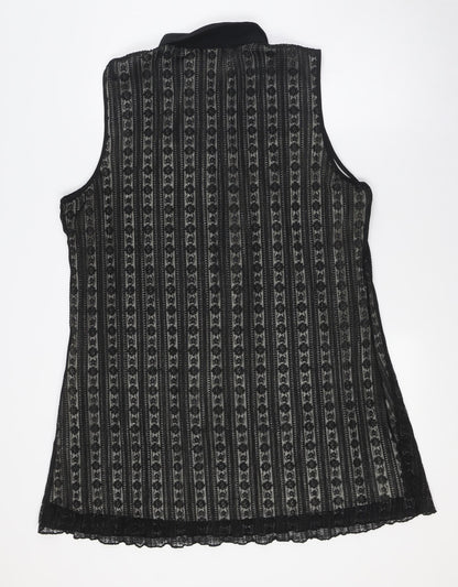 Klass Womens Black Polyester A-Line Size 20 Collared Button - Lace Overlay