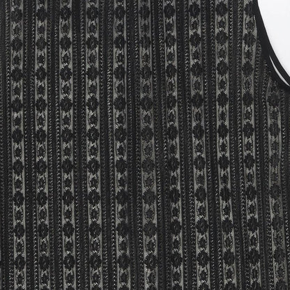 Klass Womens Black Polyester A-Line Size 20 Collared Button - Lace Overlay
