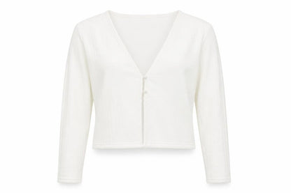 Divided by H&M Womens Ivory Polyester Basic Button-Up Size M V-Neck