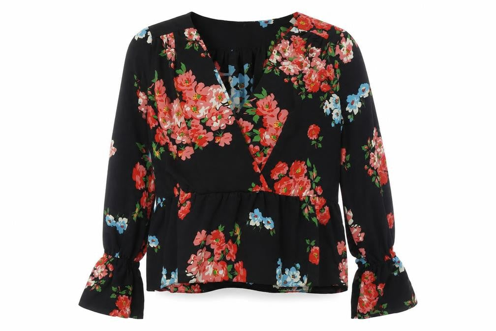 ASOS Womens Multicoloured Floral Polyester Basic Button-Up Size 12 V-Neck