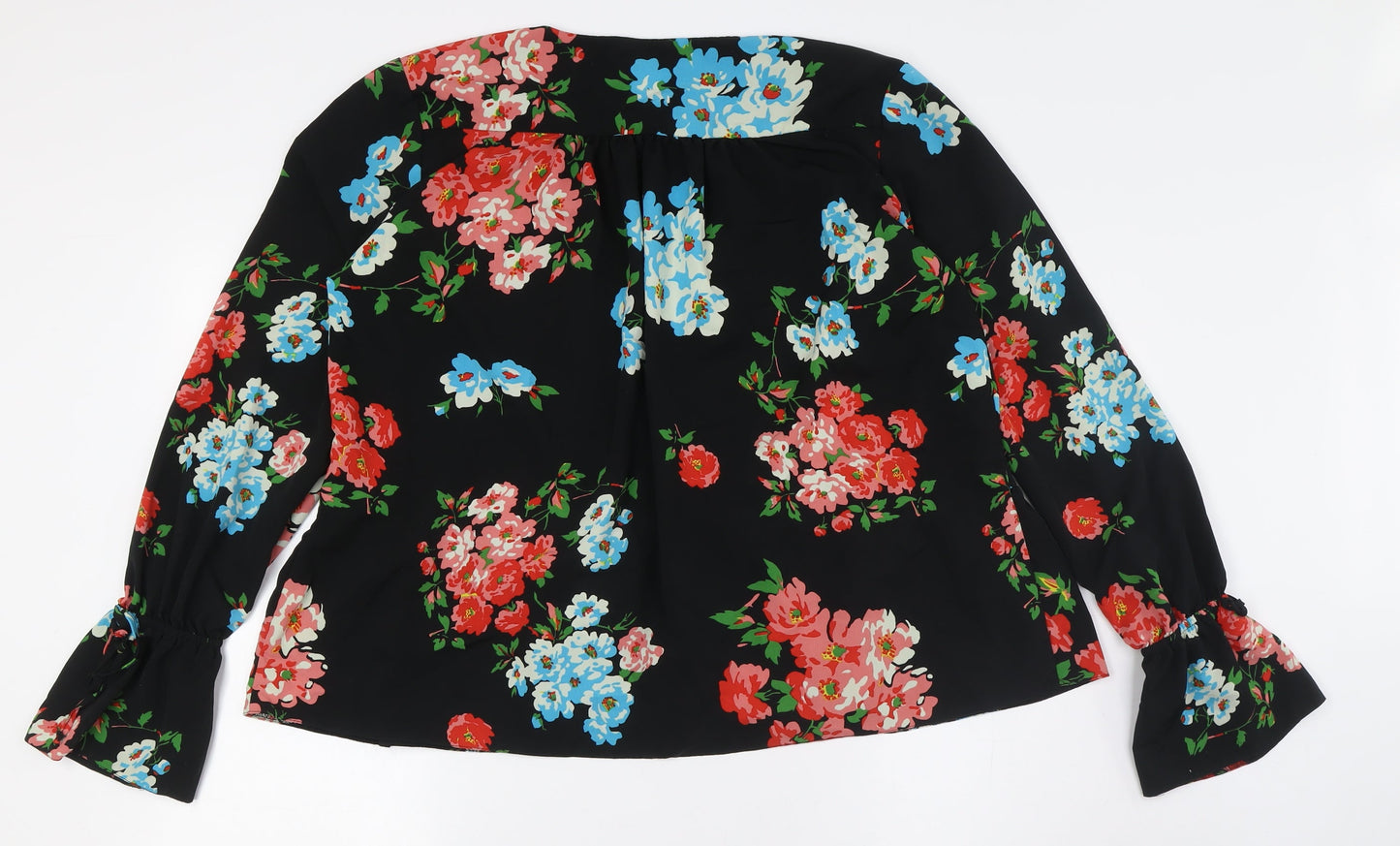 ASOS Womens Multicoloured Floral Polyester Basic Button-Up Size 12 V-Neck