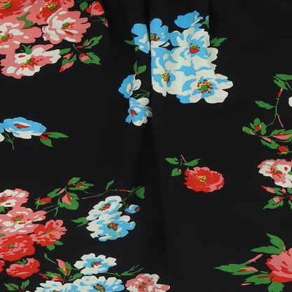 Brand and care label for ASOS women’s multicoloured floral polyester basic button-up, size UK 12, v-neck