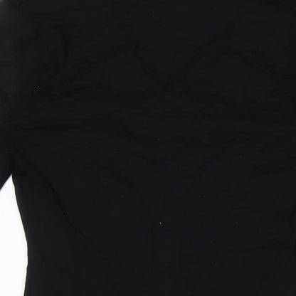 Preloved Marks and Spencer Womens Black Viscose Basic Button-Up Size 10 Mock Neck - Tie Neck - Label