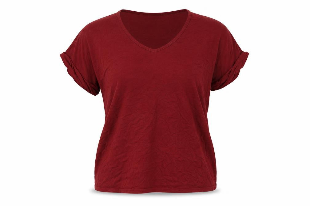 Boohoo Womens Red Viscose Basic T-Shirt Size M Round Neck - Size M-L