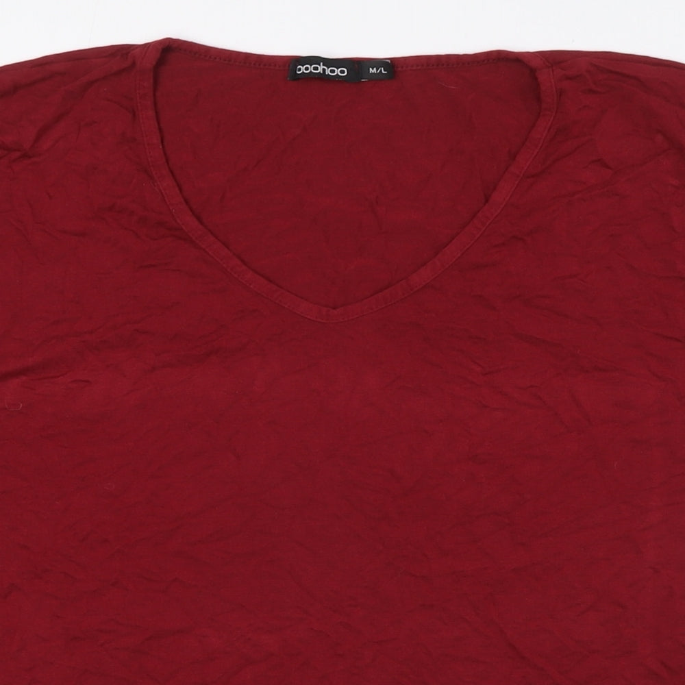 Boohoo Womens Red Viscose Basic T-Shirt Size M Round Neck - Size M-L