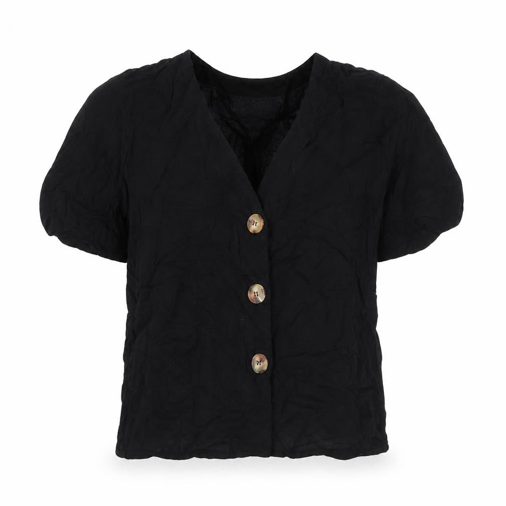 ASOS Womens Black Viscose Basic Button-Up Size 6 V-Neck