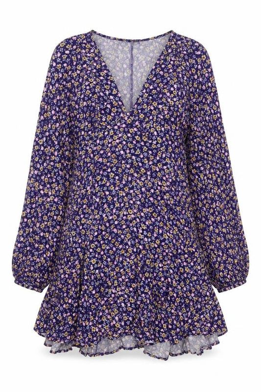 Zara Womens Multicoloured Floral Viscose A-Line Size S V-Neck