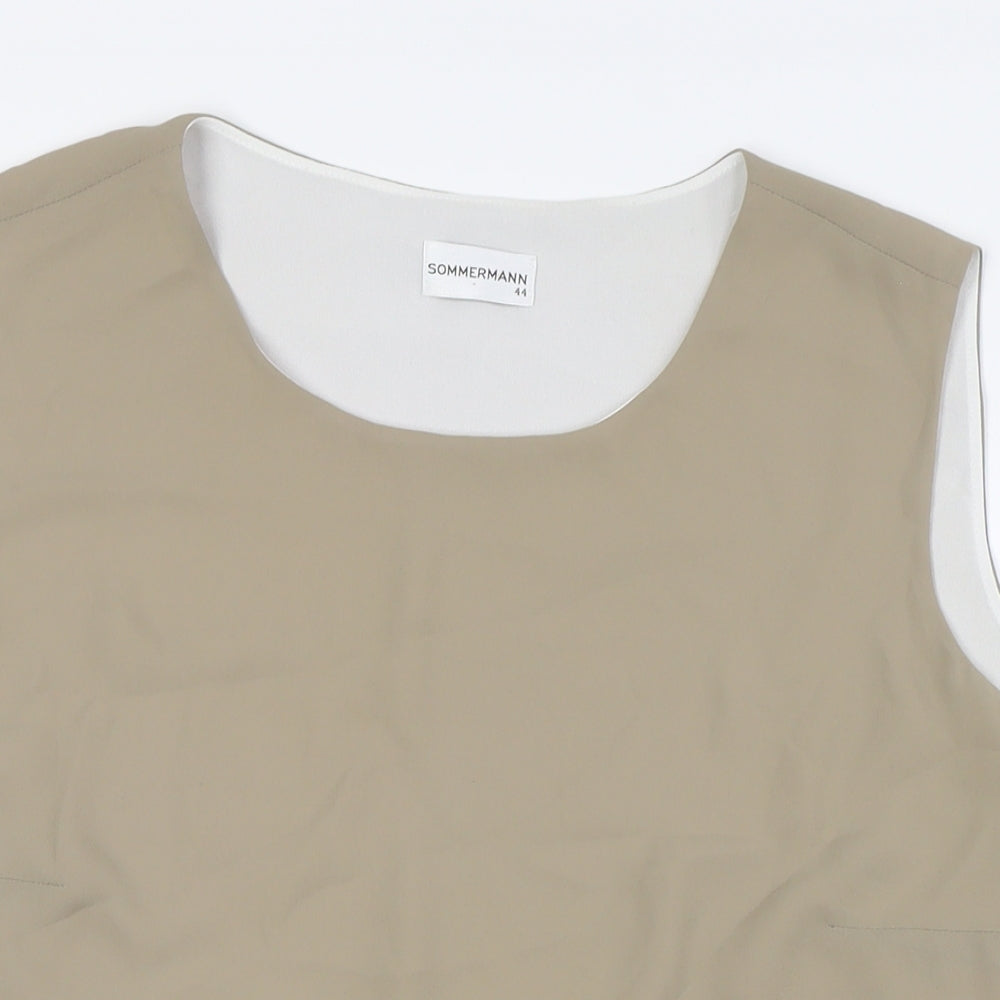 SOMMERMANN Womens Beige Polyester Camisole Button-Up Size 16 Boat Neck - Layered
