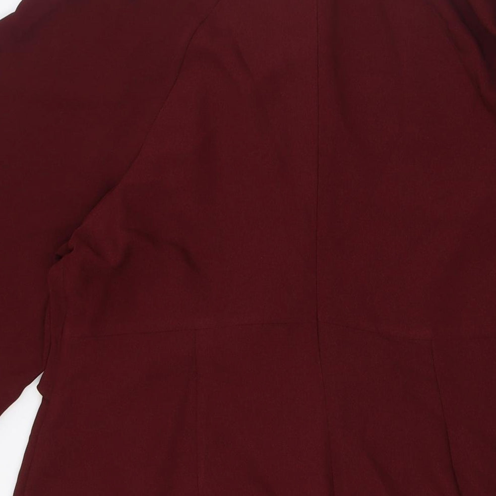 Topshop Womens Red Polyester A-Line Size 14 Round Neck Zip - Key Hole Front