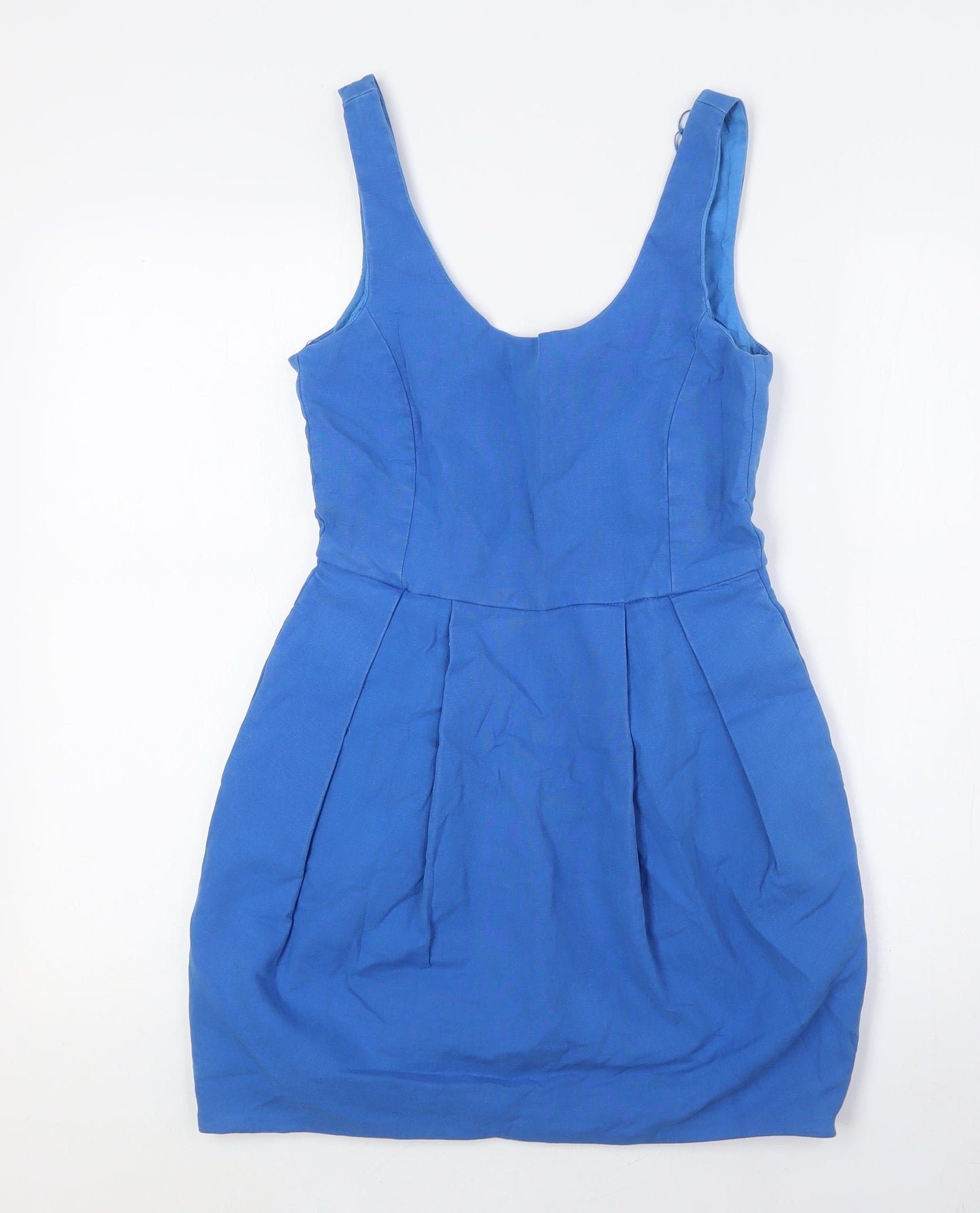 Zara Womens Blue Cotton A-Line Size M Scoop Neck