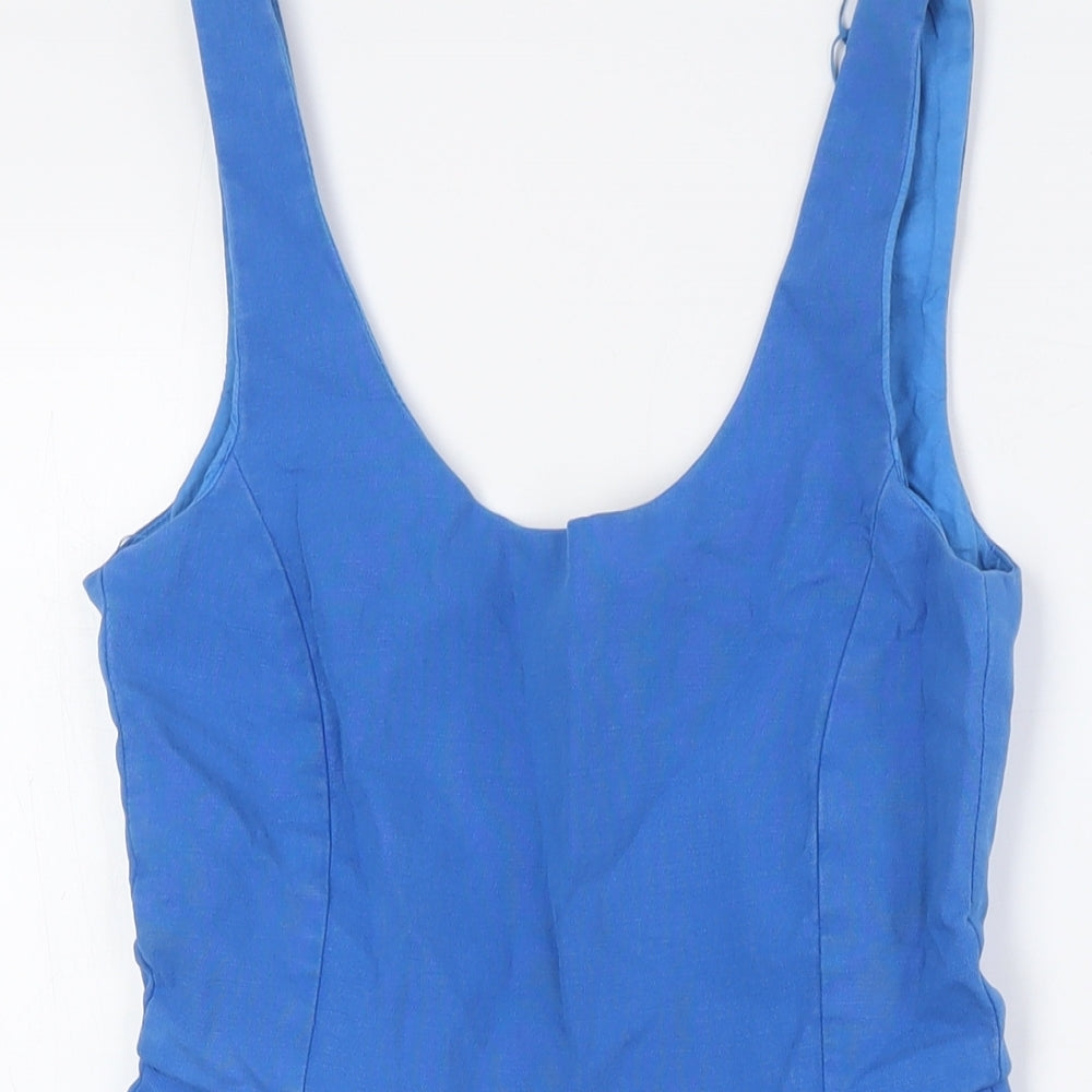 Zara Womens Blue Cotton A-Line Size M Scoop Neck
