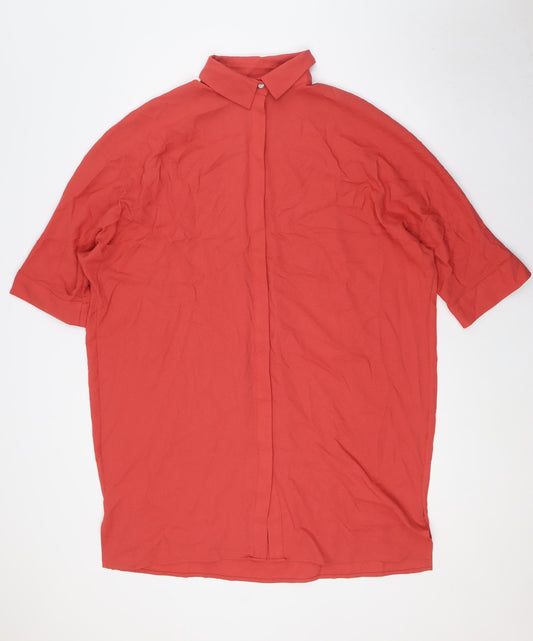WYNNE LAYERS Womens Orange Polyester Basic Button-Up Size S Collared