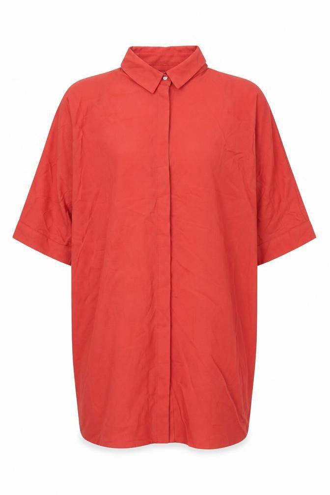 WYNNE LAYERS Womens Orange Polyester Basic Button-Up Size S Collared