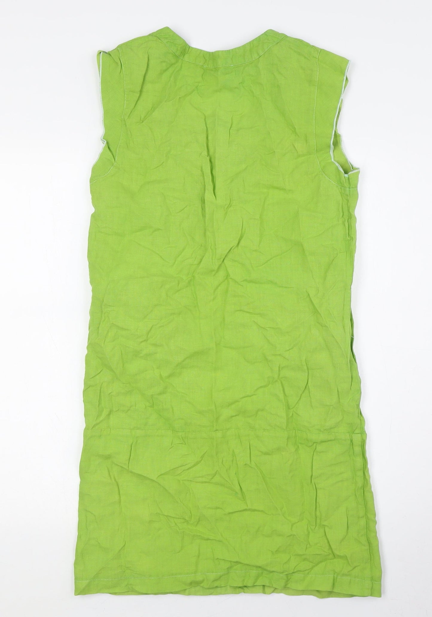 Kookai Womens Green Linen A-Line Size 10 Scoop Neck - Pockets
