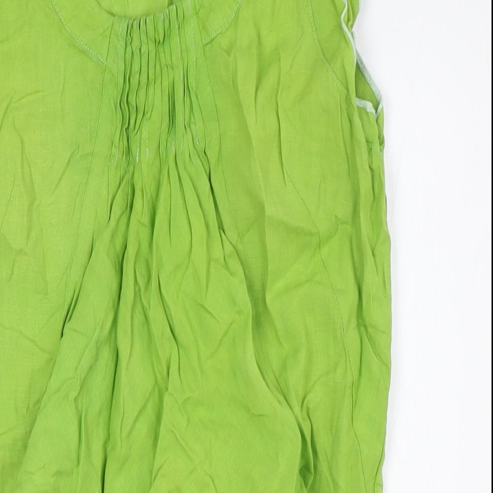Kookai Womens Green Linen A-Line Size 10 Scoop Neck - Pockets