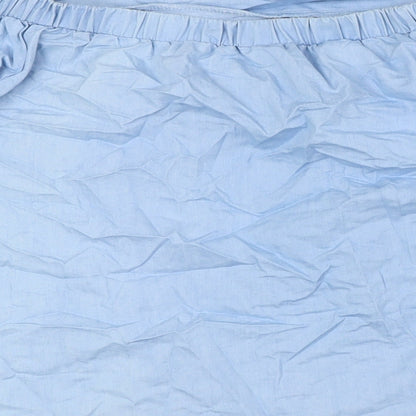 Stella Womens Blue Cotton Basic Button-Up Size 10 Off the Shoulder - Embroidery