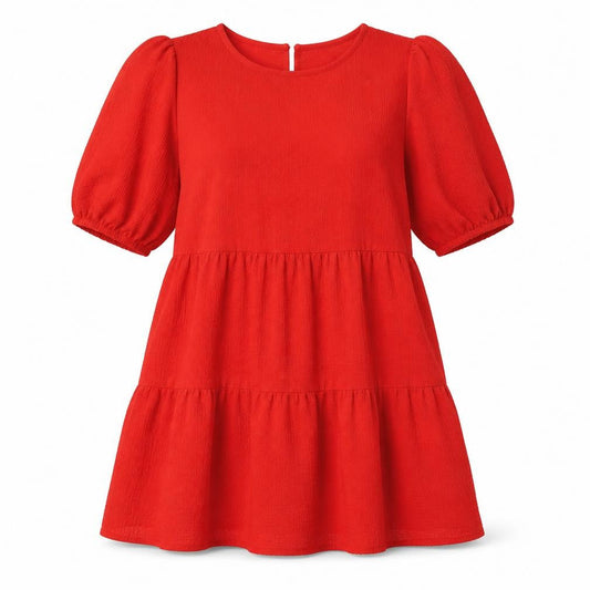 Divided by H&M Womens Red Polyester A-Line Size S Round Neck