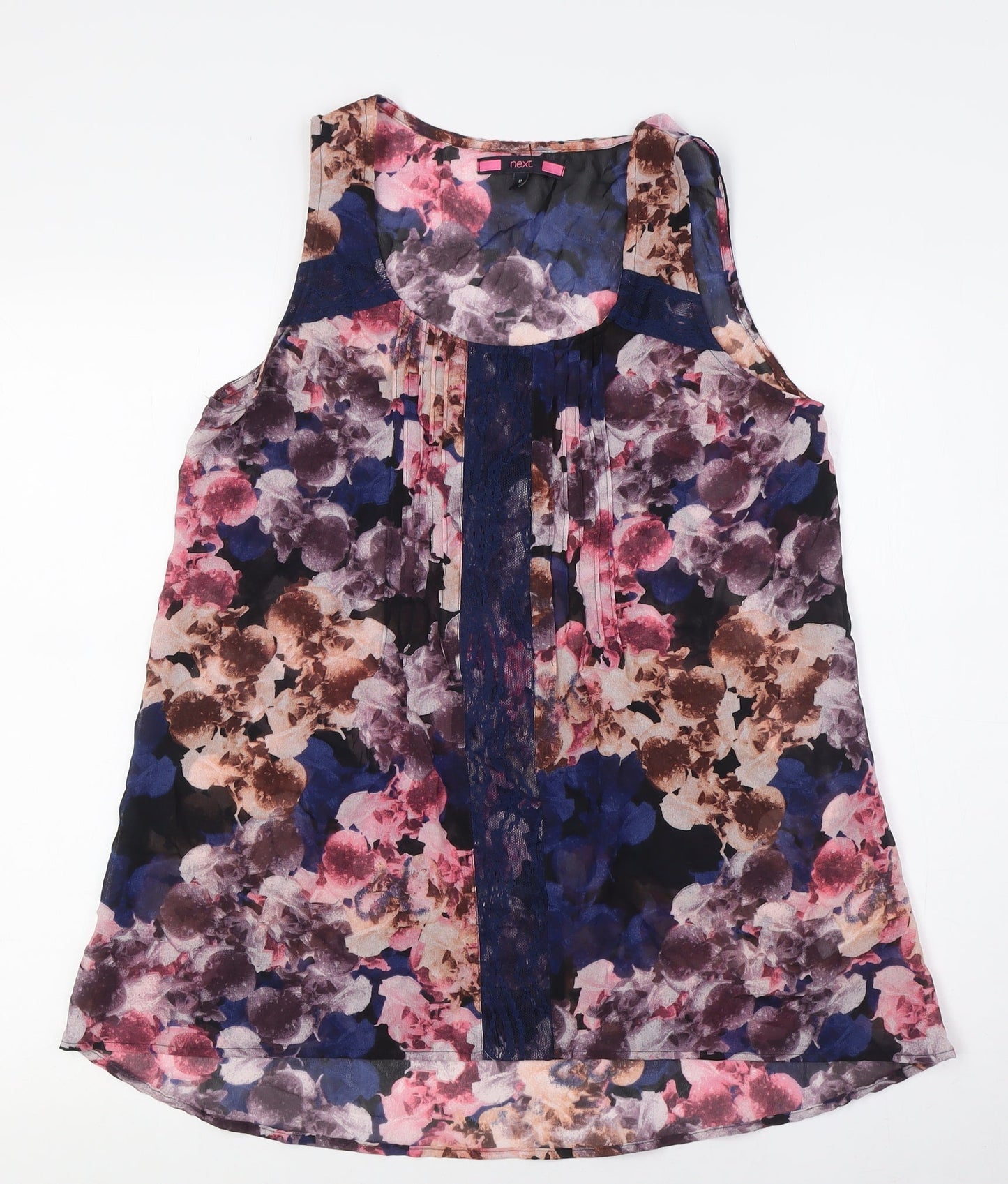 NEXT Womens Multicoloured Floral Nylon Basic Button-Up Size 10 Round Neck