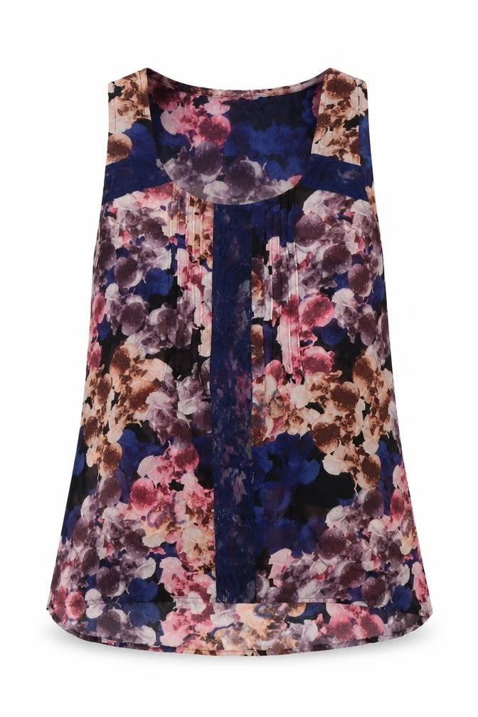 NEXT Womens Multicoloured Floral Nylon Basic Button-Up Size 10 Round Neck